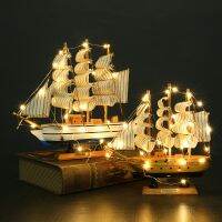 【YF】✳☄✆  16-20cm LEDPirate Ship Small Boat Decoration Fishing Desktop