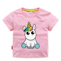 Unicorn Tshirt With Light Boys Girls Lesure BaBy Short-Sleeved Lesure Tops Kid S Summer 100% Cotton