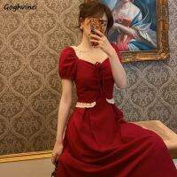 Dress Women Ulzzang Slim Girls Romance Summer Party Wear Lace Drawstring Puff Sleeve Designed Classic Elegant Fit Popular 2XL