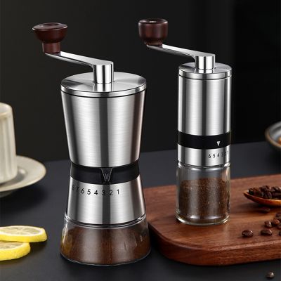 （HOT NEW）เครื่องบดกาแฟแบบแมนนวล Hand Coffee Mill WithBurrs 6/8การตั้งค่าที่ปรับได้เครื่องมือข้อเหวี่ยงมือแบบพกพาสำหรับ Home