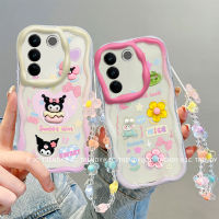 เคส VIVO V27e V27 V23 V23e V20 Pro 4G 5G Phone Case น่ารักการ์ตูน3D ตุ๊กตาเคสโทรศัพท์ขอบครีมมาการอนกรอบซิลิโคนนิ่มพร้อมสร้อยข้อมือดอกไม้2023