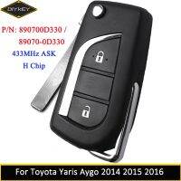 DIYKEY 890700D330 89070-0D330 for Toyota Yaris Aygo 2014 2015 2016 433MHz ASK H Chip Smart Remote Car Key Fob 2 Button