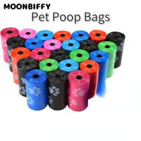 Pet Poop Bags Disposable Dog Perros Waste Bags Bulk Poop Bags 5 Roll(75Pcs) Bags with Paw Prints Clean Pick Up Tools Pet Items