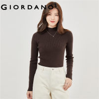 GIORDANO Women Sweaters Mockneck Slim Simple Sweaters Solid Color Smooth Soft Warm Quality Fashion Casual Sweaters 13353811