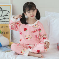 BIG Girl Clothes Autumn Winter Long Sleeve Warm Flannel Pajamas Set Cute Print Girl Sleepwear Set Autumn Pijamas Christmas Gift