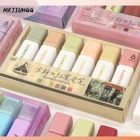 MKJIUHGG 6Pcs เขียนด้วยลายมือ ปากกาไฮไลท์ กราฟฟิตี ลงชื่อเข้าใช้ ปากกามาร์กเกอร์ แบบพกพาได้ มาร์กเกอร์ ปากกาฟลูออเรสเซนต์ โรงเรียนในโรงเรียน