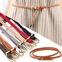 Hot Sale High Quality Braided Leather Belt Women Thin Waist Belt Ladies PU Leather Strap Pin Bucklet Female Dress Narrow Belts