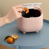 Desktop Trash Can Mini Cute Trash Can Kitchen with Lid Garbage Organizer Removable Cover Dining Table Desk Storage Bucket