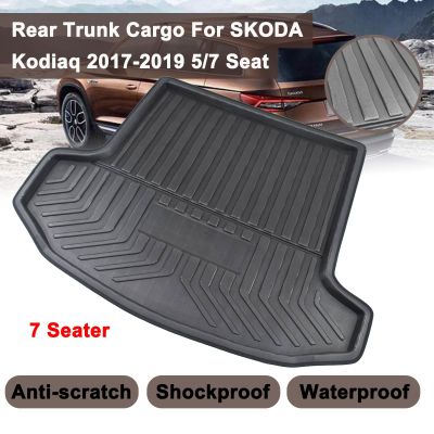 （A SHACK） FloorKick Pad Matt Mat สำหรับ SKODA Kodiaq 5/7ที่นั่งที่นั่ง20172019 CarLiner Boot ถาด RearCover