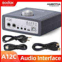 Godox A12C 2-Channel Audio Interface Supports 3.5mm Microphone with 6.35mm Combo Input for Smartphone Computer Live Recording