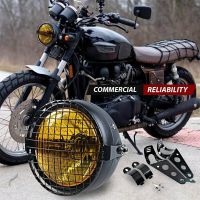 Retro Vintage Motorcycle Universal Side Mount 35W 6.5 inch Headlight Café with Grille + Bracket Kit