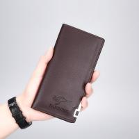 HOT14★Long Mens Wallet Pure Color PU Leather Buffalo Pattern Business Wallet Clutch Bag Banknote Bank Card Storage Purse