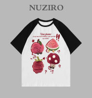 NUZIRO เสื้อยืดแขนสั้นสำหรับผู้หญิง,ผ้าฝ้ายเกาหลีทรงหลวมลายการ์ตูนน่ารัก