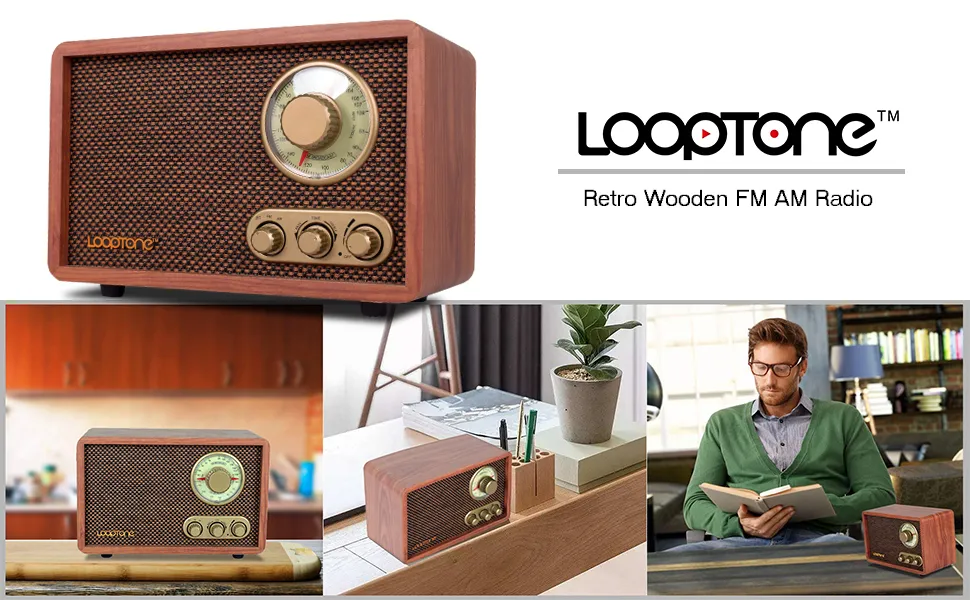 LoopTone Tabletop AM/FM Hi-Fi Bluetooth Radio Vintage Retro Classic Radio  W/ Built-in Speaker Treble&Bass Control Hand-crafted Wood | Lazada Singapore