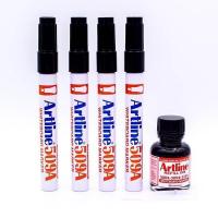 Electro48 Artline ปากกาไวท์บอร์ด อาร์ทไลน์ หัวตัด ชุด 4 ด้าม + + หมึกเติมปากกาไวท์บอร์ด อาร์ทไลน์ 20 มล. 1 ชิ้น (สีดำ)