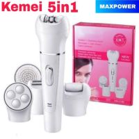 Kemei 5​ in1 เครื่องขัดหน้า นวดหน้า ถอนขน โกนขน ขัดส้นเท้า​ เปลี่ยน​หัว​ได้​ ชาร์จ​ไฟ​ไร้สาย​  พกพา​สะดวก​ รุ่น KM - 2199