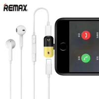 Remax Lightning Splitter อะแดปเตอร์ ชาร์จ+ฟังเพลง 2 in 1 Dual Lightning Audio and Charge Adapter Splitter สำหรับ iPhone 7 / 7 Plus / 8 / 8PLUS / X
