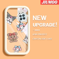 เคส JIUMOO สำหรับ OPPO A93 2020 F17 Pro Reno 4F Reno 4 Lite เคสหมีน้อยน่ารักการ์ตูนและกระต่ายน้อย Softcase น่ารักกรอบเคสใส่ Tpu เคสกันกระแทกกล้อง