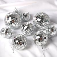 2/3/4/5/6/7/8/9/10cm Silver Color Shining Mirror Balls Laser Reflective Hanging Christmas Tree Dance Party Cake Decoration