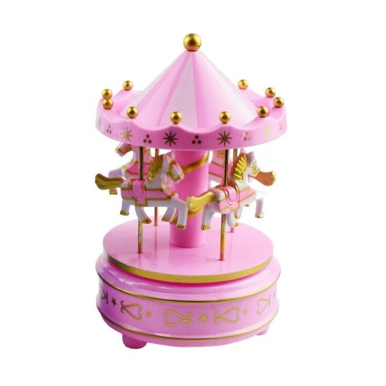 Merry-go-round wooden music box toy child baby game home decor carousel - ảnh sản phẩm 4
