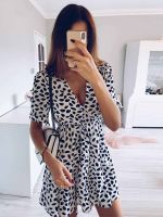 【CC】White Sand Spot Mini Summer Dresses Women V Neck Casual Beach Sundress Sexy Botton Wrap Bodycon Dress Female