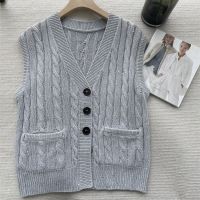 【HOT】⊙ Naizaiga 94 linen and summer ladies knitted vest slim temperament sequined V-neck knit cardigan HHSZ12