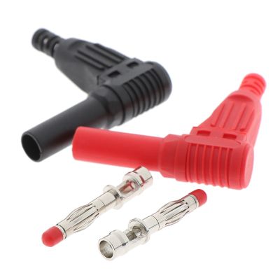 【YF】 New 4mm Male Right Angle Insulation Wire Solder Type Banana Plug Connectors Multimeter Test 2Pcs