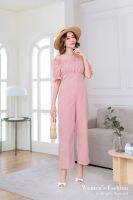 W-JL36 JUMPSUIT จั้มสูทขายาว ผ้าลินินผสมฝ้าย (M35-38”) ชุดผู้หญิง ชุดทำงาน ชุดทำบุญ แฟชั่นผู้หญิง