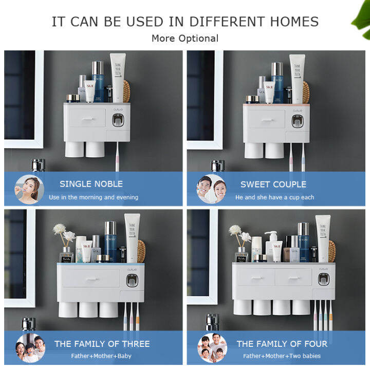 bathroom-accessories-organizer-holder-set-toothbrush-holder-wall-mount-automatic-toothpaste-dispenser-make-up-storage-rack