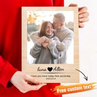 【CW】 Custom Wood Photo Frame Personalized Printed Slice Day Anniversary Engrave Text