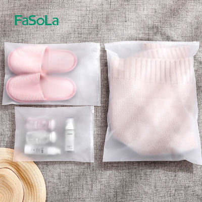 FaSoLa 3-5 Pieces Travel Storage Bag Clothes Cosmetics Transparent Frosted Bag Vacuum Bags for Shoes Makeup Underwear Zipper