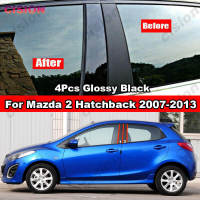 กระจกหน้าประตูหน้าต่างรถยนต์คอลัมน์ B C ฝาครอบเสาสำหรับ Mazda 2 Hatchback 2007-2013สติกเกอร์วัสดุ PC สีดำมันวาว