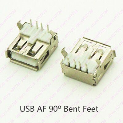10PCS BA Type หญิง USB 2.0 ชาย 90 องศาชาร์จซ็อกเก็ต Bent Feet 4Pin Jack