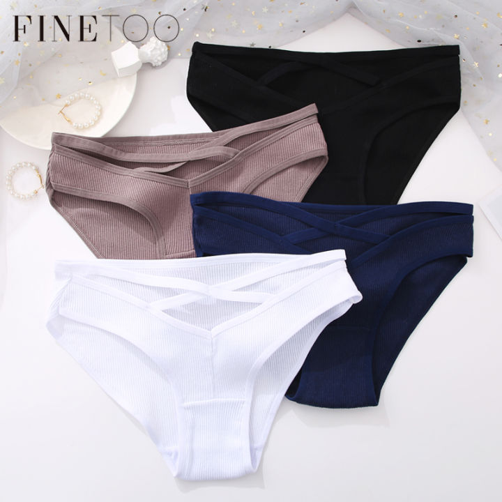 FINETOO S-XL Sexy Cotton Panties For Women Female Cross Strap Lingerie ...