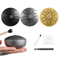 3 inch 6 Tone Pocket Ethereal Drum Steel Tongue Drum Mini Hand Pan Drum with Drumsticks Percussion Music Instrument