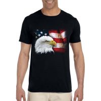 Top Tees รักชาติ American Flag Mens เสื้อ American Bald Eagle Black Tee