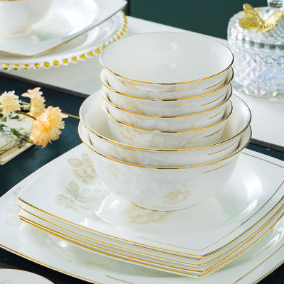 Luxury Creative Plate Ceramic Set Dinner Serving Soup Bowl Dessert Decorative Vaisselle Porcelaine Restaurant Supplies DL60PZ