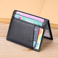 Super Slim Soft Wallet 100% Genuine Leather Mini Credit Card Holder Wallets Purse Thin Small Driver License Holders Men Wallet Card Holders