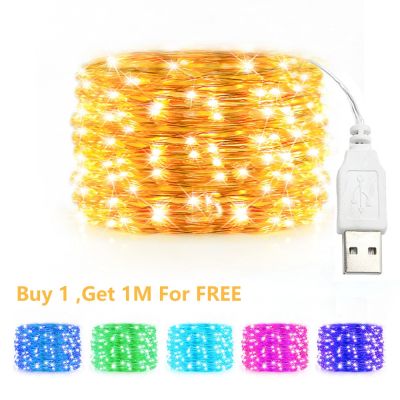 5/10/20M USB LED String Lights Copper Silver Wire Garland Light Waterproof Fairy Lights For Christmas Wedding Party Decoration