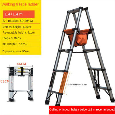 Stainless Steel Ladder A-type Telescopic Ladders 5-Step Folding Ladder Non-slip Extension Step Ladders Industrial Thicken Stairs