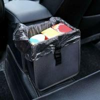 1pc Car Trash Bag Portable Waterproof Hanging Seat Trash Bin Folding Trash Can Auto Garbage Organizer Leak-proof Dust Case