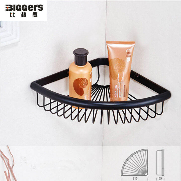 Biggers Black Bronze Brass Bathroom Corner Shelf Bathroom Basket Shelf