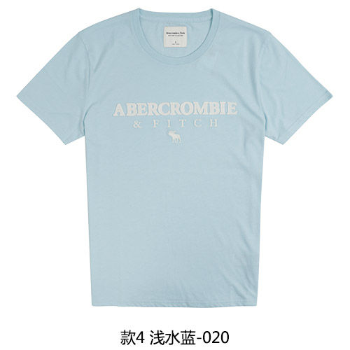abercrombie-amp-fitch-เสื้อยืดคอกลมแขนสั้นผู้ชายแขนเสื้อครึ่งคอ