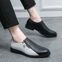 Sepatu Pantofel Kulit Paten Hitam PRA,Sepatu Selop Jari Kaki Persegi,Segatu Bisnis Untuk Pernikahan Mewah Ukuran 46