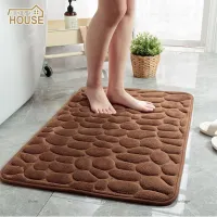Floor mat coral velvet embossed stone household memory foam embroidery bedroom bathroom thickened absorbent floor mat door mat