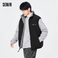 Semir เสื้อกั๊กผู้ชายหลวมเลียนแบบขนแกะ2022สีดำและสีขาวคมชัดสองด้านเสื้อยืดแขนกุดแฟชั่นฤดูหนาวคู่ใหม่