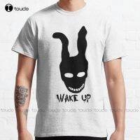 เสื้อยืดตกปลา Donnie Darko Wake Up เสื้อคอกลมแขนลำลองขาสั้นพิมพ์ลายแฟชั่นผ้าคอตตอน100%