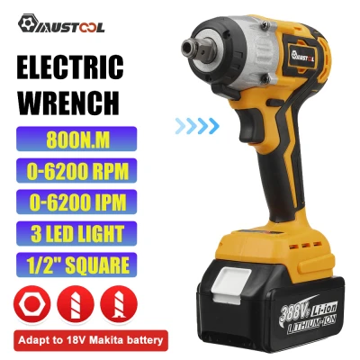Mustool 388V 800N.M 1/สูงแรงบิด Brushless ประแจผลกระทบ2เกียร์2/1/ไม่มีแบตเตอรี่สว่านไร้สายประแจไฟฟ้าประแจ