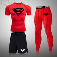 Mens Running Sports Suit MMA Rashgard Male Quick Drying Compression Clothing Fitness Training Superhero Short Sleeve T-Shirt