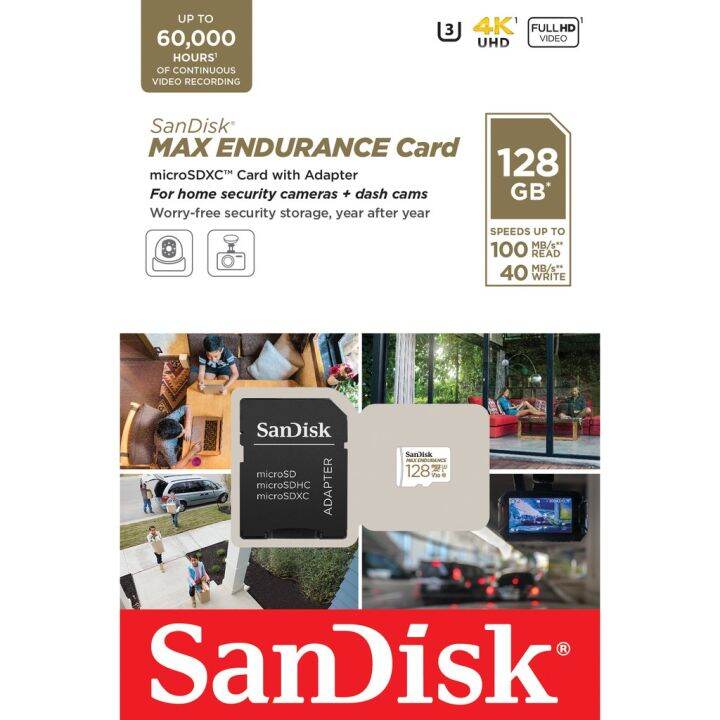 sandisk-microsdxc-card-max-endurance-128gb-speed-read-100mb-s-write-40mb-s-sdsqqvr-128g-gn6ia-white-memory-สำหรับ-กล้องวงจรปิด-กล้องติดรถยนต์-กล้องหน้ารถ-รับประกันโดย-synnex-10-ปี